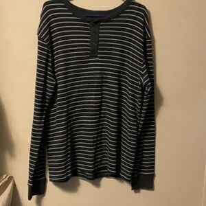 Navy Striped Long Sleeve Men's Tee